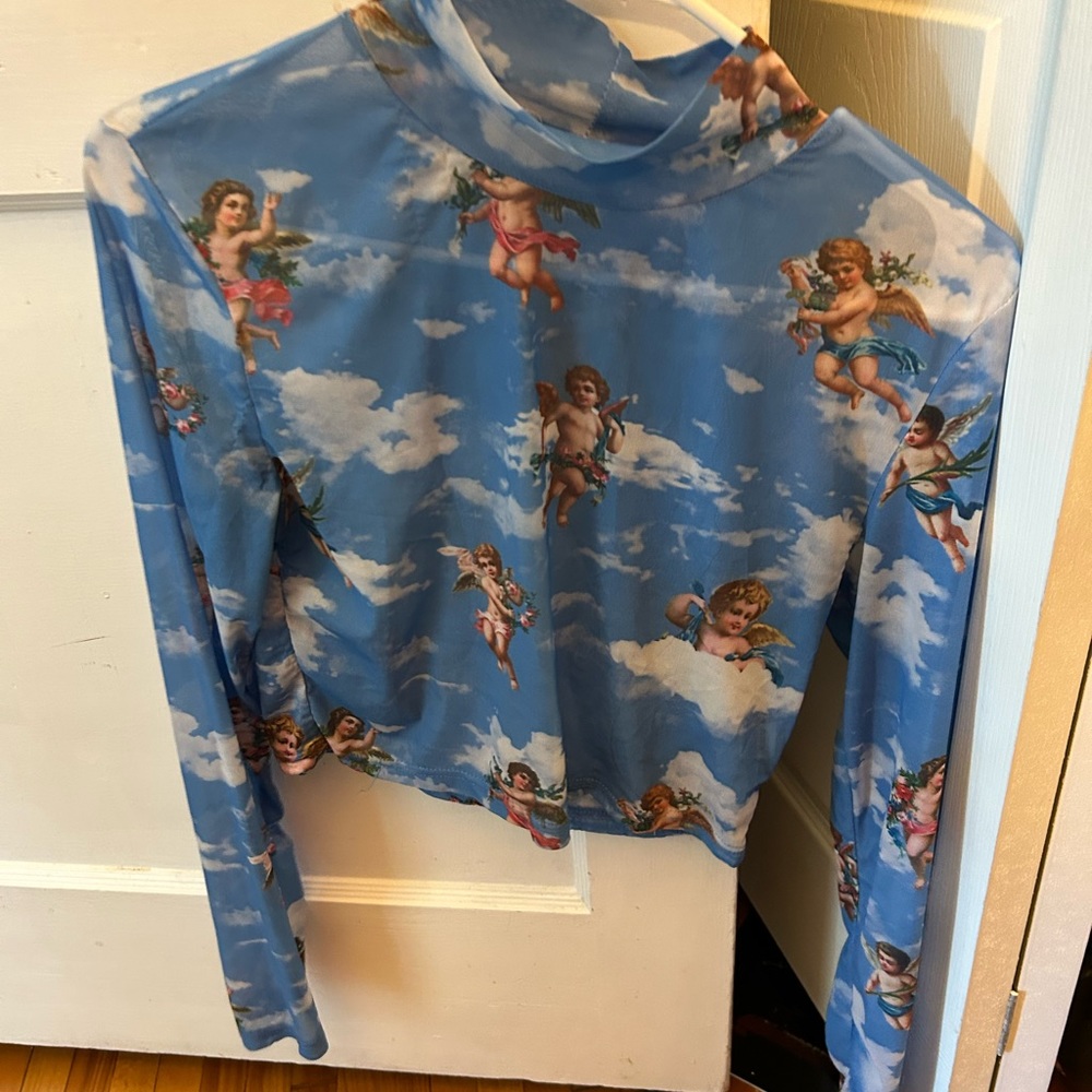 Shein mesh angel shirt